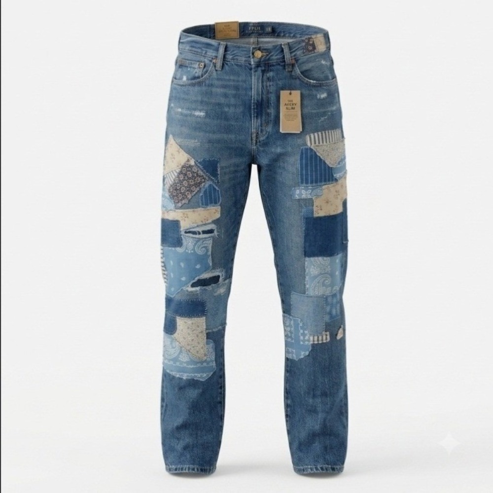 Polo Ralph Lauren Avery Boyfriend Patchwork Jeans Womens 31 Distressed Denim NWT